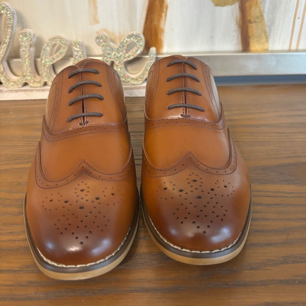 NWOT Stacy Adam’s Classic Brown Faux Leather Oxford Dress Shoes-size 6.5 - Picture 11 of 15